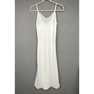 VTG Wondermaid Slip Dress 36 8 M Ivory Maxi Chiffon Nightgown Lingerie Honeymoon